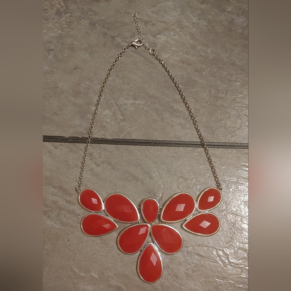 Red "bib" style necklace